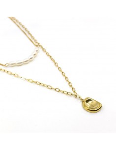 Collar Maltessa "Doble perlas y gota dorada"