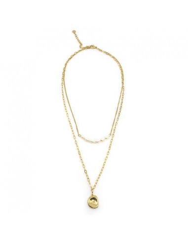 Collar Maltessa "Doble perlas y gota dorada"