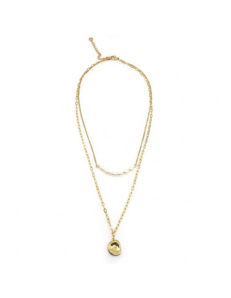 Collar Maltessa "Doble perlas y gota dorada"