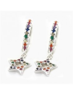 Aros plata "estrellas multicolor" 9109705