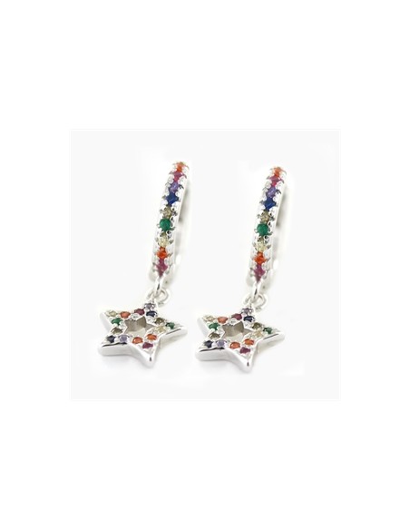 Aros plata "estrellas multicolor" 9109705