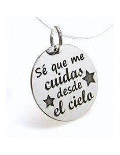 Colgante plata "Sé que me cuidas desde el cielo" 27806