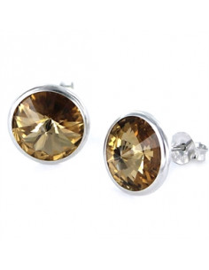 Pendientes plata "Swaroski marrón 10mm"9092374