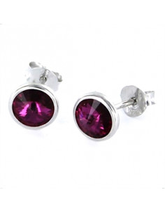 Pendientes plata "Swaroski fucsia 6mm" 9092351