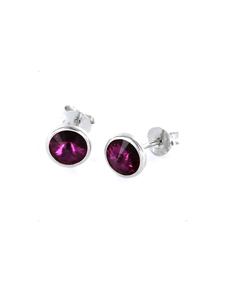Pendientes plata "Swaroski fucsia 6mm" 9092351