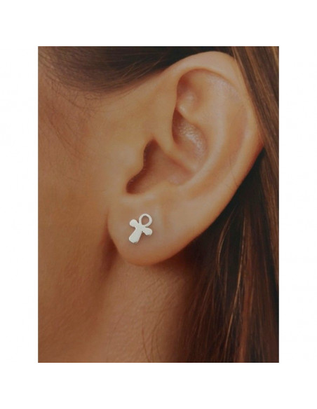 Pendientes plata "Cruz de la vida" 27195