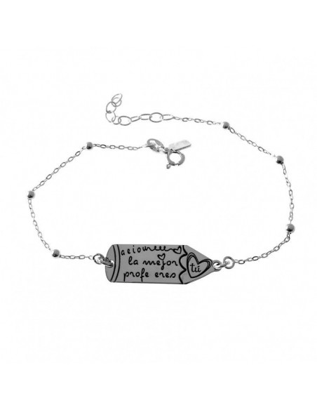 Pulsera plata "Lápiz profe" 33206