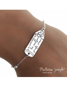 Pulsera plata "Lápiz profe" 33206 2