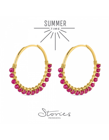 Pendientes chapados "Aros rubíes" 9110979