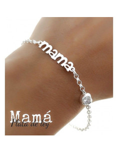 Pulsera plata "Mamá bolita blanca" 9106808 Promojoya